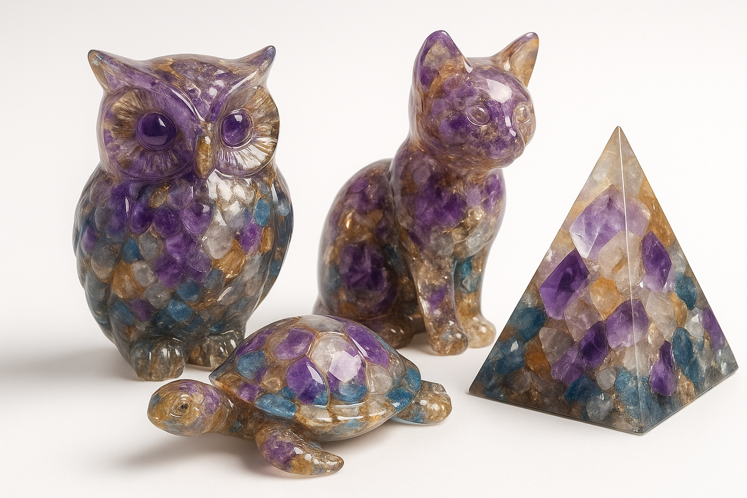 Figuras de resina con minerales
