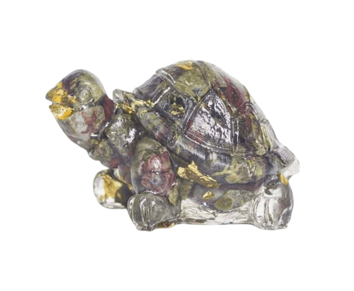 Figura tortuga resina con mineral