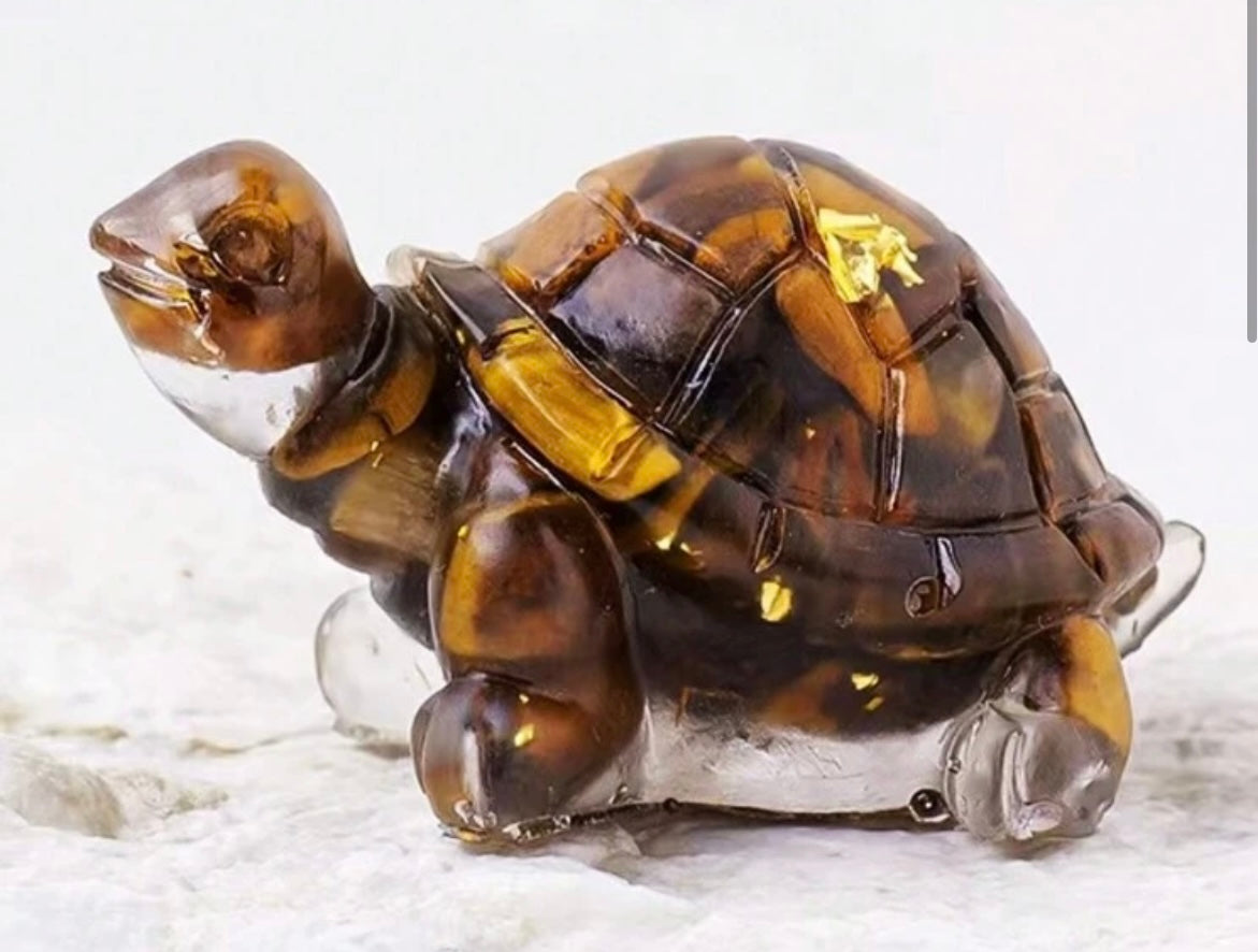 Figura tortuga resina con mineral