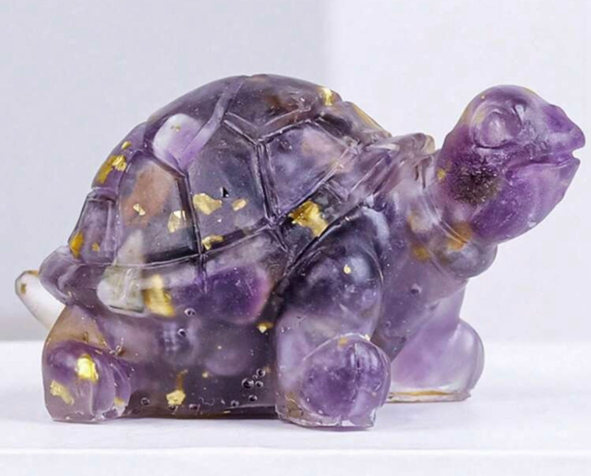 Figura tortuga resina con mineral