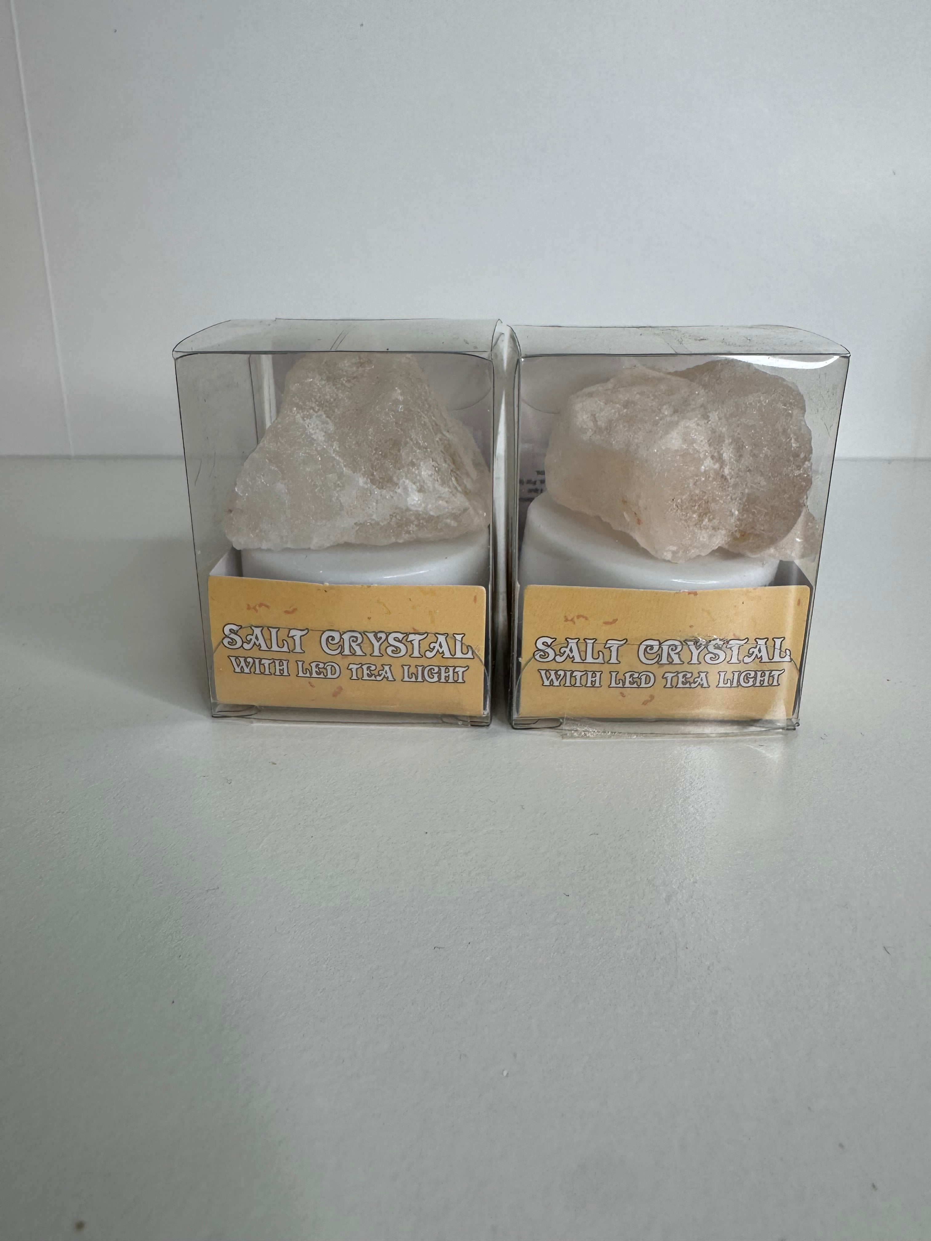 Vela LED con Cristal de Sal del Himalaya – Luz Ambiental y Limpieza Energética