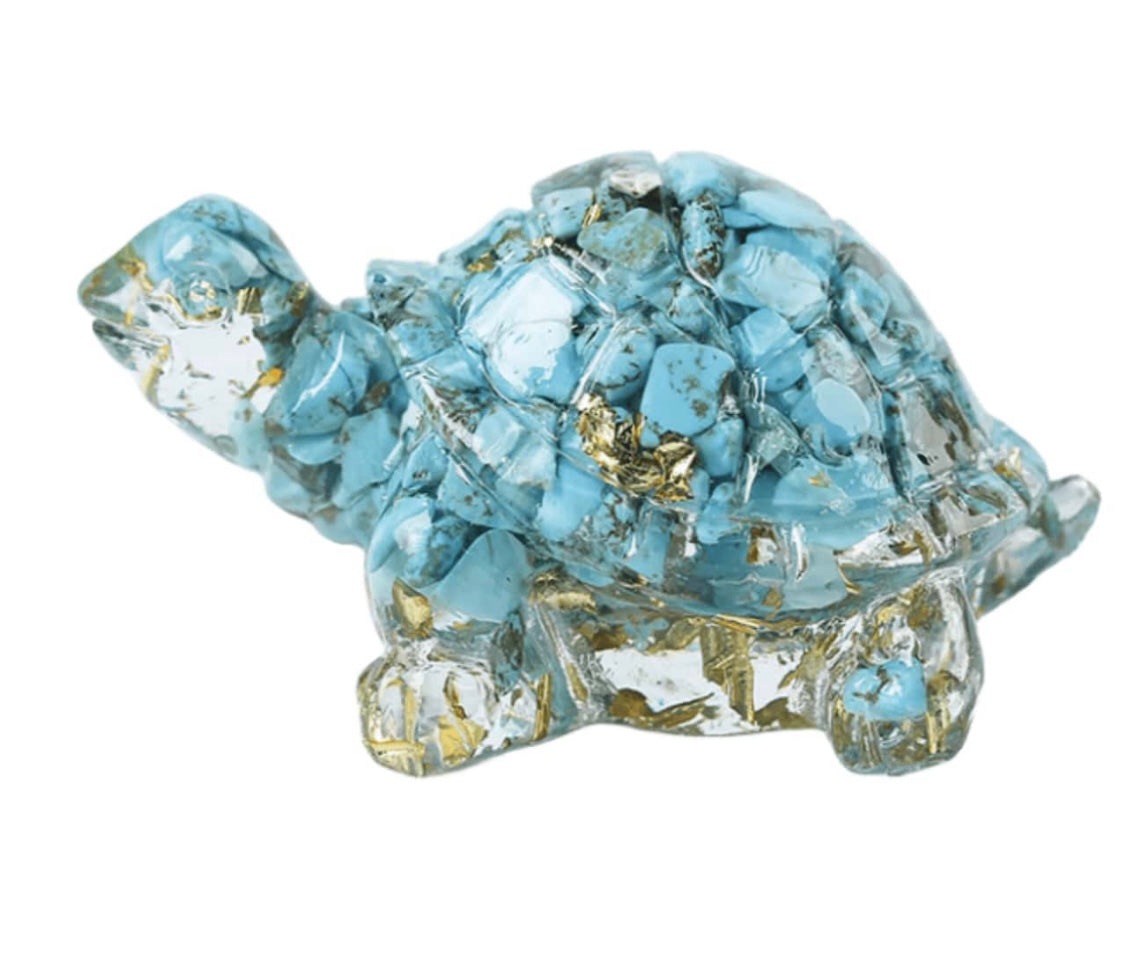 Figura tortuga resina con mineral