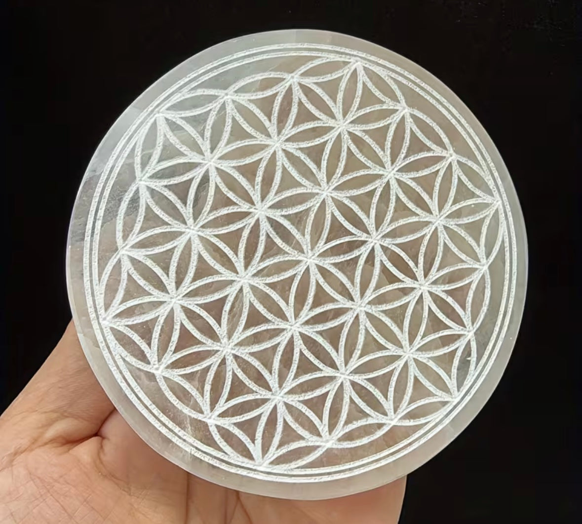 Placa de Selenita - 10cm diámetro Variedad en dibujos