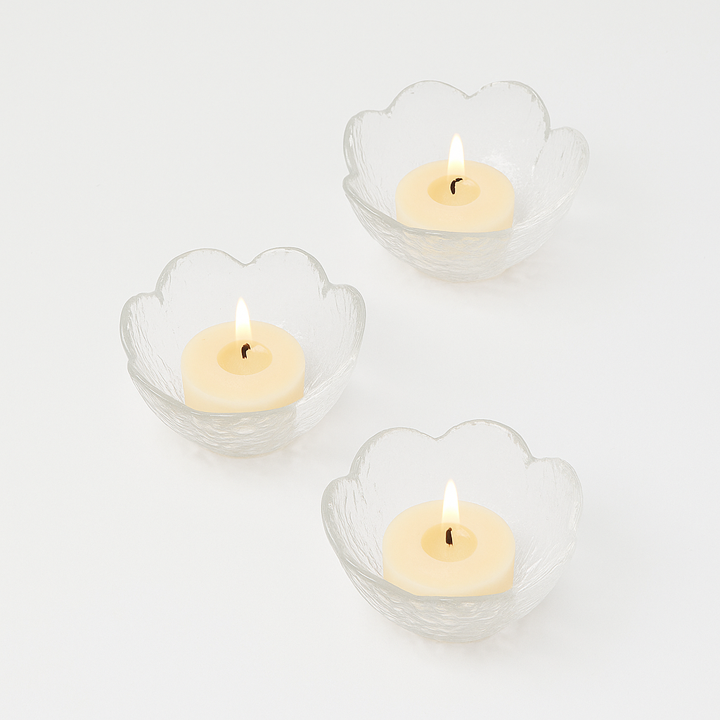 Porta velas de cristal forma de flor