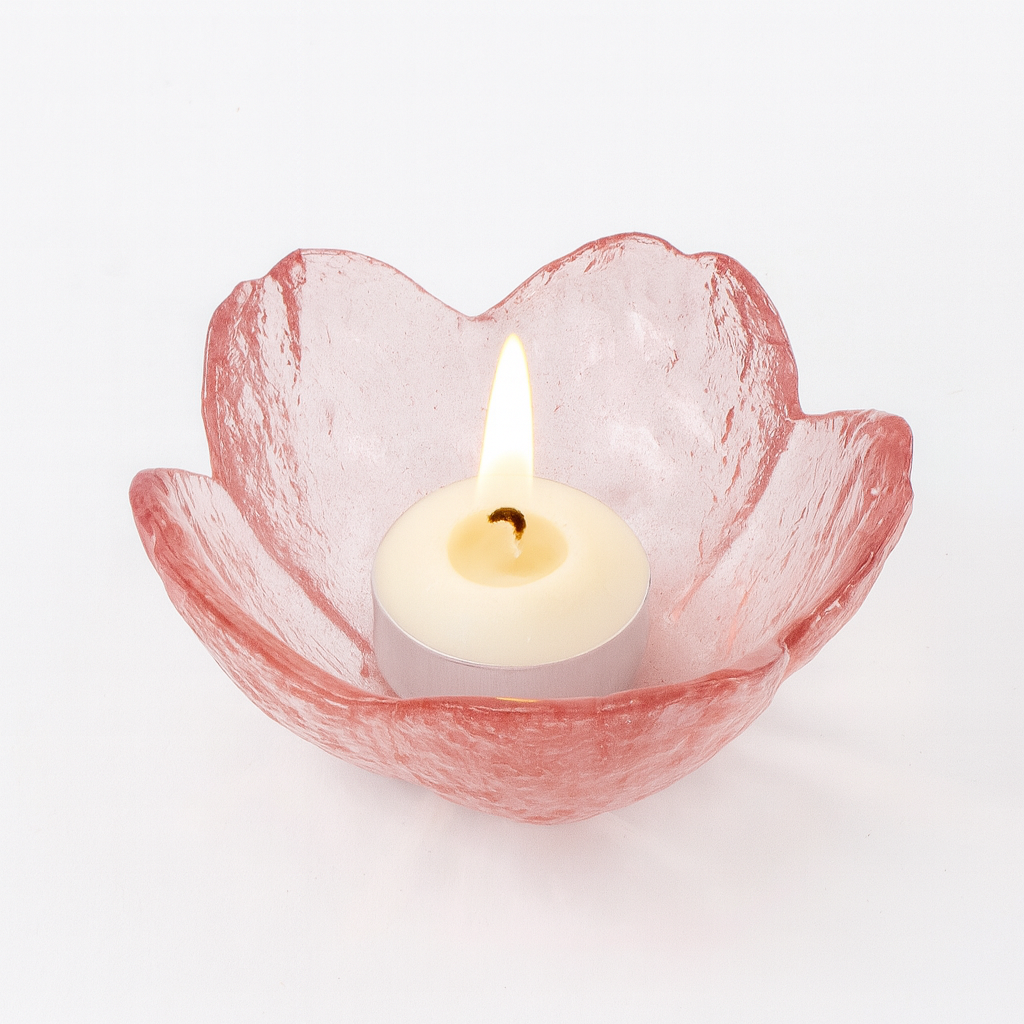 Porta velas de cristal forma de flor