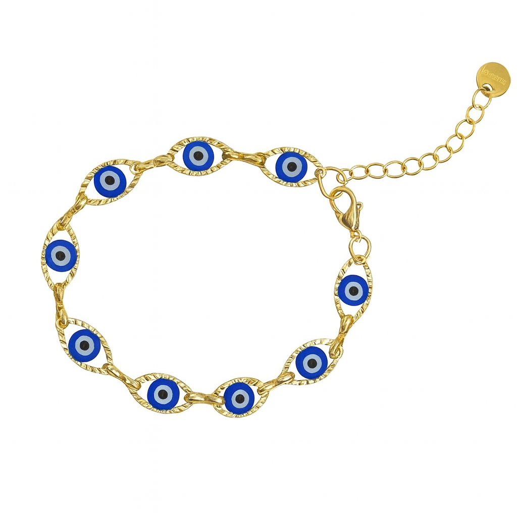 Pulsera acero inoxidable color dorado ojo turco