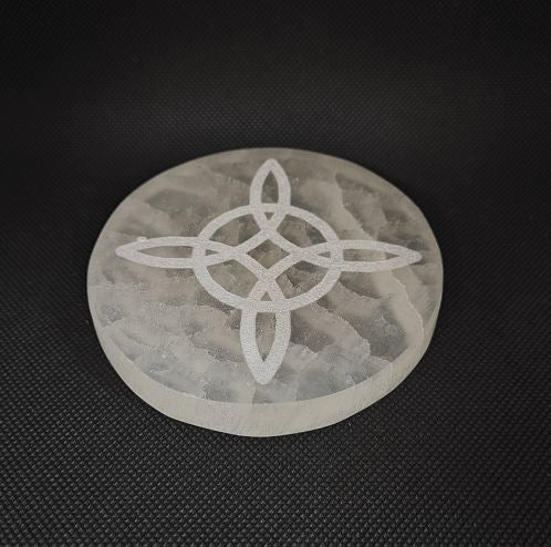 Placa de Selenita - 10cm diámetro distintos motivos
